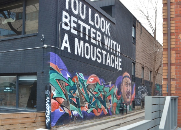 you look better in a moustache mural, with a man with a moustache, a movember mural
