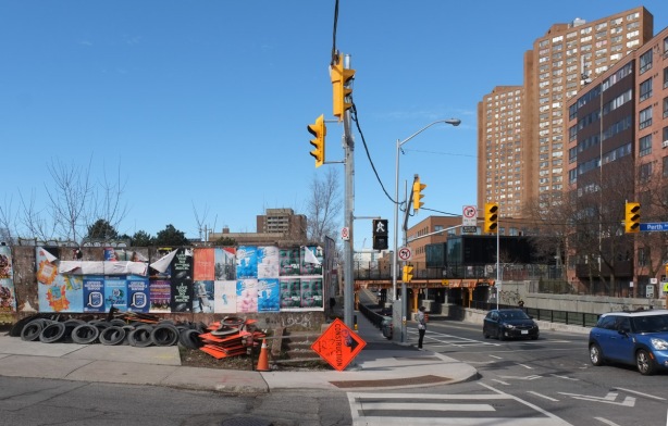intersection of Bloor and Perth, with vacant lot on southwest corner