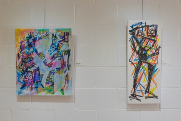 two artworks on a gallery wall by Miyakah Emon